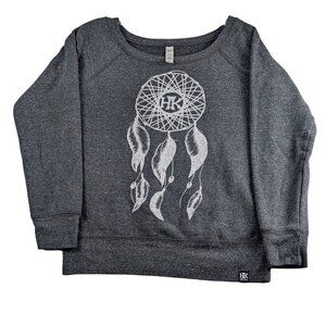 Hill Kid Dreamcatcher Graphic Print Sweatshirt Gray Long Sleeve Womens Small